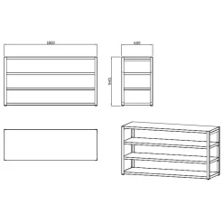 Clearance Myoutdoorkitchen Kesäkeittiön työtasomoduuli hyllyillä 180 cm musta