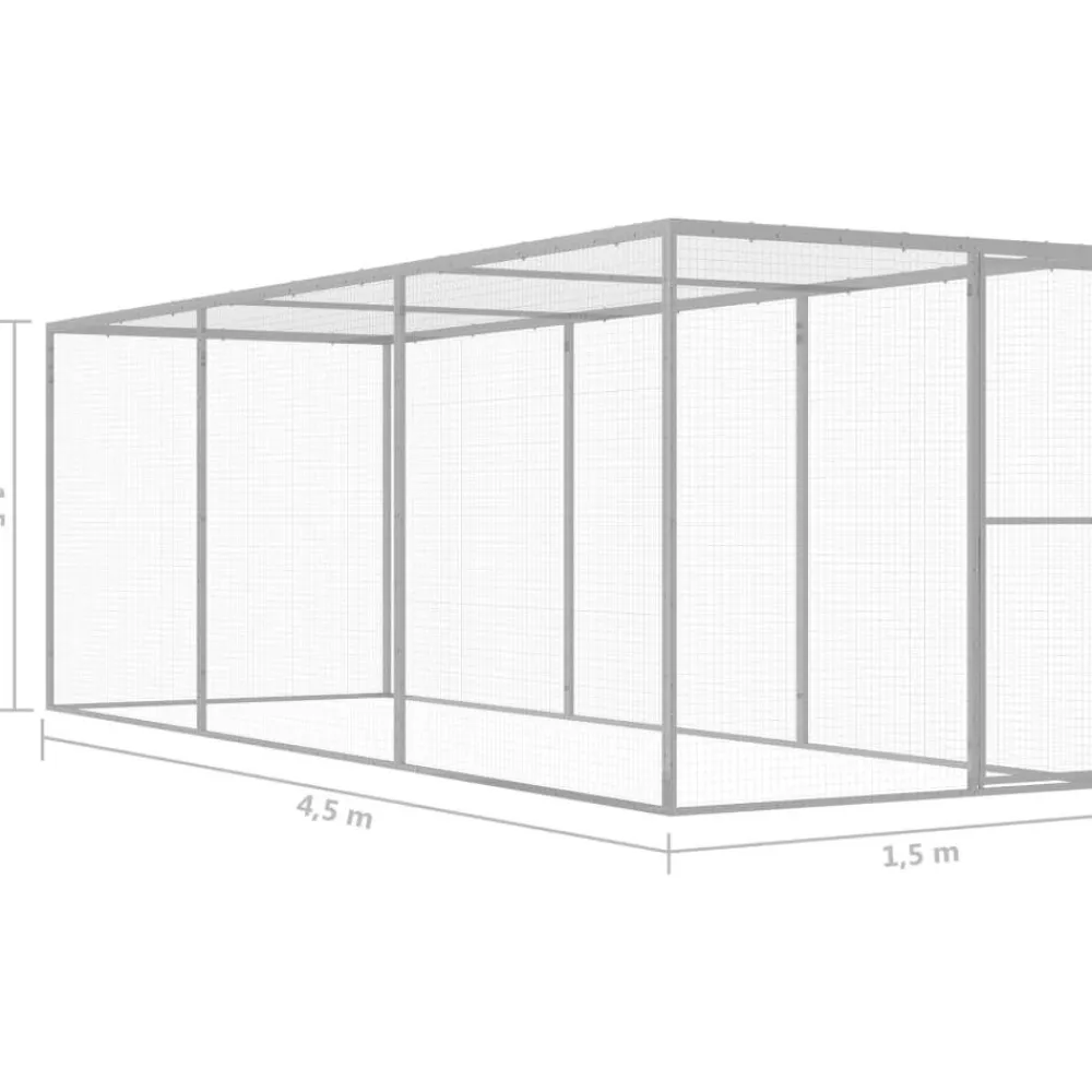 Clearance FinePRICE Kissahäkki 4,5x1,5x1,5 m galvanoitu teräs