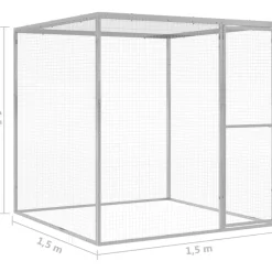 Hot FinePRICE Kissahäkki 1,5x1,5x1,5 m galvanoitu teräs