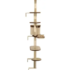 Online FinePRICE Kissan kiipeilypuu, sisal-pylväillä, seinäkiinnitys, 194cm, beige/ruskea