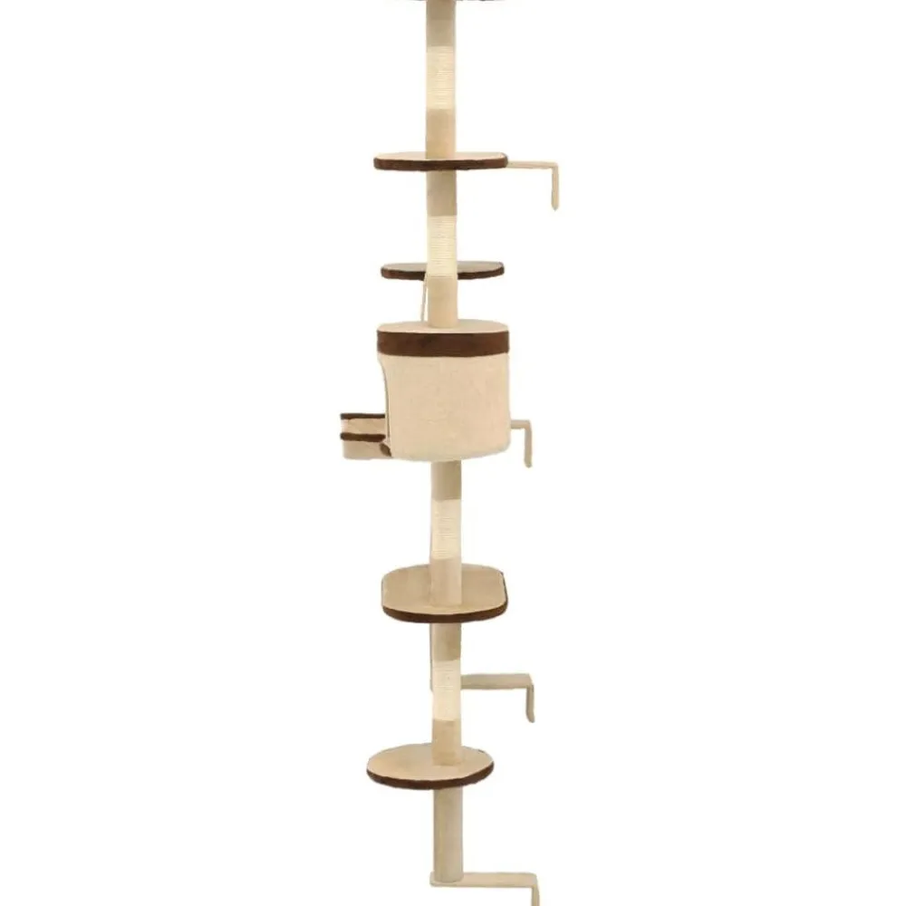 Online FinePRICE Kissan kiipeilypuu, sisal-pylväillä, seinäkiinnitys, 194cm, beige/ruskea