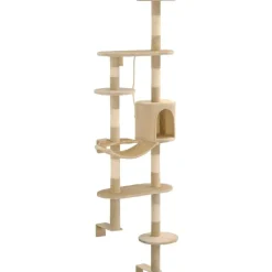 New FinePRICE Kissan kiipeilypuu, sisal-pylväillä, seinäkiinnitys, 194cm, beige