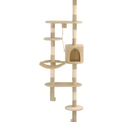 New FinePRICE Kissan kiipeilypuu, sisal-pylväillä, seinäkiinnitys, 194cm, beige