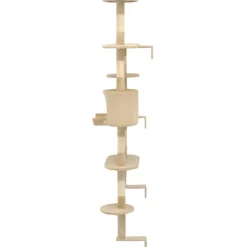 New FinePRICE Kissan kiipeilypuu, sisal-pylväillä, seinäkiinnitys, 194cm, beige