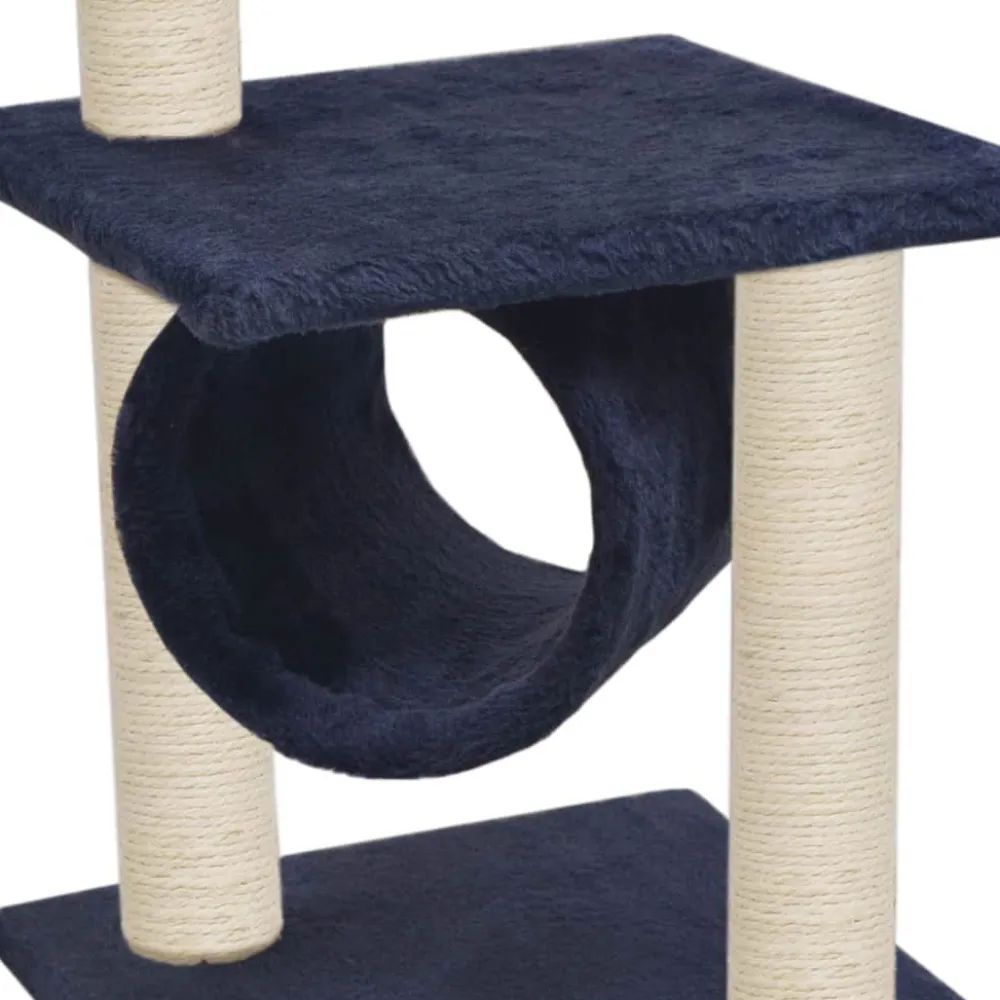 FinePRICE Kissan kiipeilypuu, sisal-pylväillä, 65cm, tummansininen