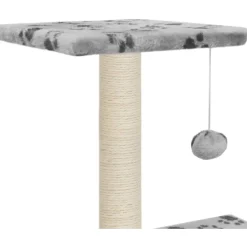 Clearance FinePRICE Kissan kiipeilypuu, sisal-pylväillä, 65cm, tassukuvio, harmaa