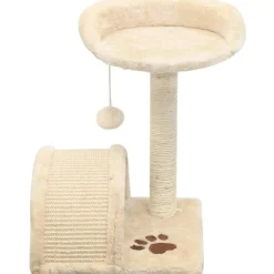 Best FinePRICE Kissan kiipeilypuu, sisal-pylväällä ja pesällä, 40cm, beige