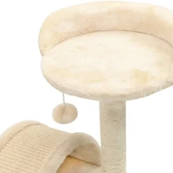 Best FinePRICE Kissan kiipeilypuu, sisal-pylväällä ja pesällä, 40cm, beige