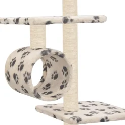 Hot FinePRICE Kissan kiipeilypuu, sisal-pylväillä, 260cm, tassukuvio, beige