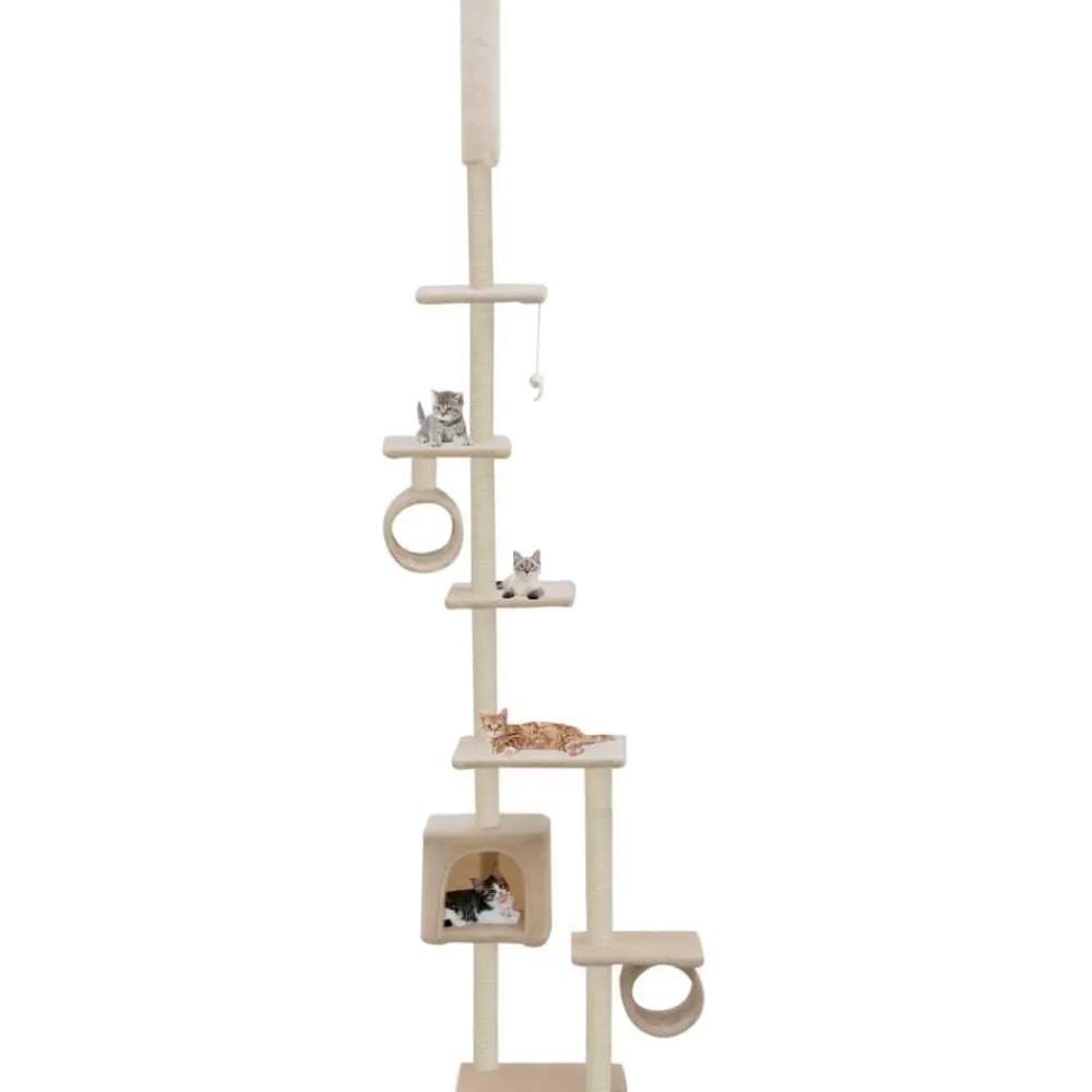 Hot FinePRICE Kissan kiipeilypuu, sisal-pylväillä, 260cm, beige