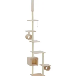 Hot FinePRICE Kissan kiipeilypuu, sisal-pylväillä, 260cm, beige
