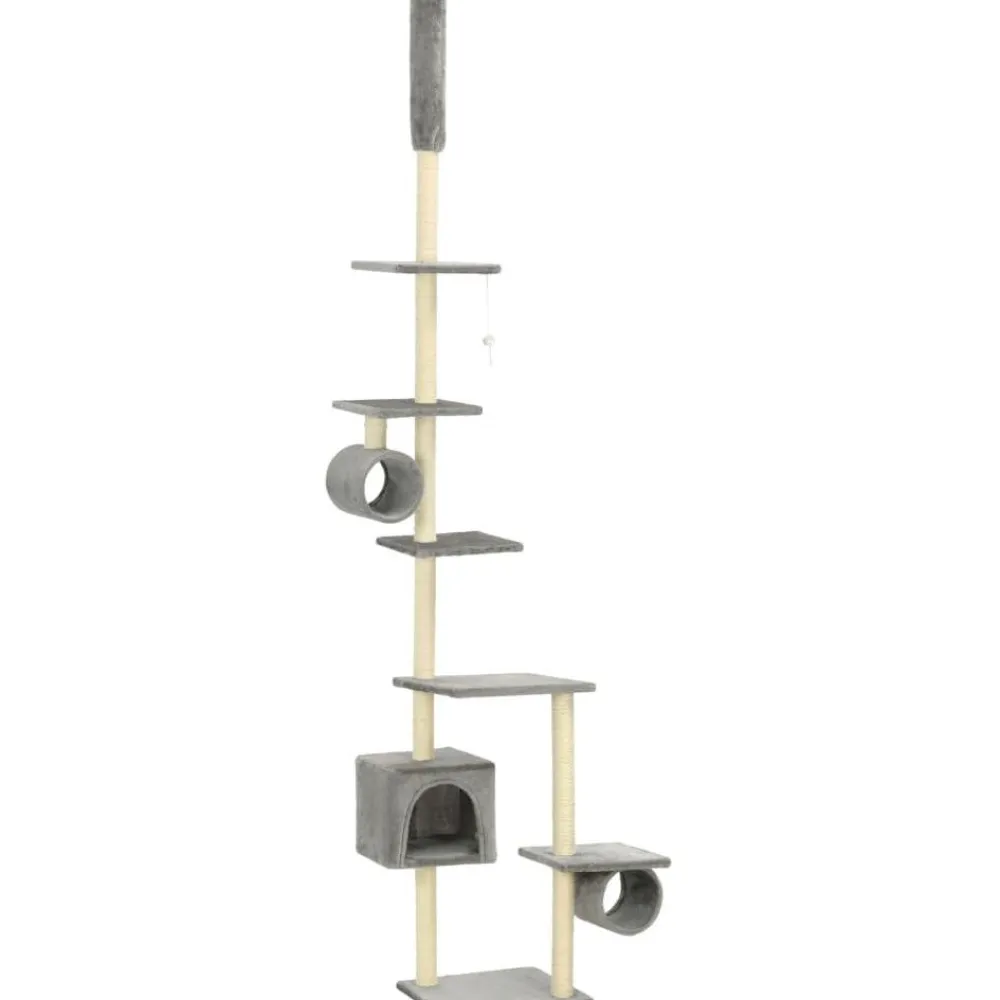Outlet FinePRICE Kissan kiipeilypuu, sisal-pylväillä, 260cm, harmaa