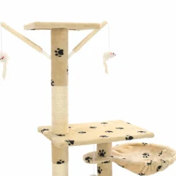 Hot FinePRICE Kissan kiipeilypuu, sisal-pylväillä, 230-250cm, tassukuvio, beige