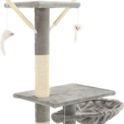 New FinePRICE Kissan kiipeilypuu, sisal-pylväillä, 230-250cm, harmaa