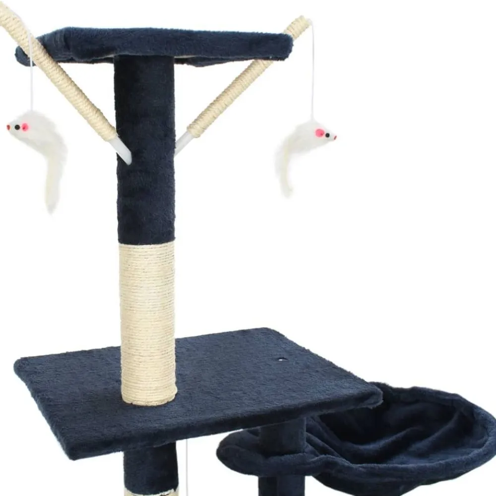 Outlet FinePRICE Kissan kiipeilypuu, sisal-pylväillä, 230-250cm, sininen
