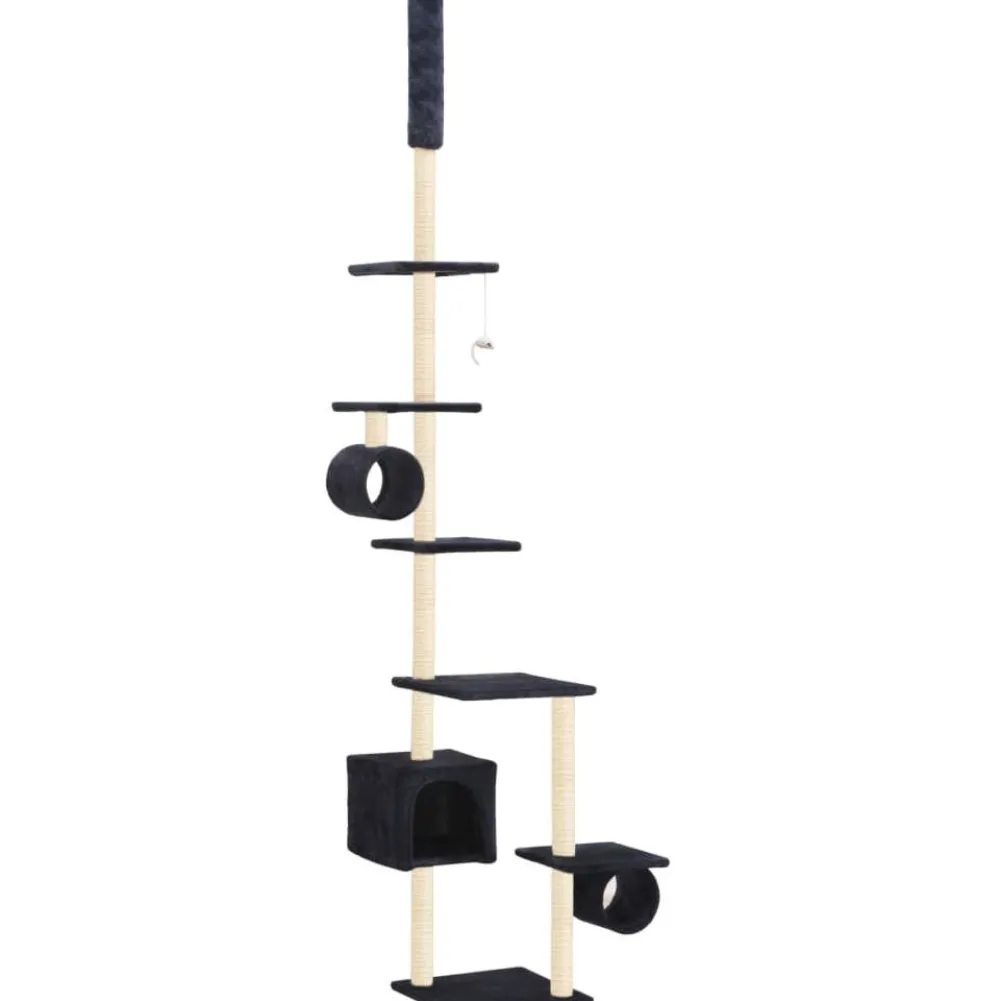 Best FinePRICE Kissan kiipeilypuu, sisal-pylväillä, 260cm, tummansininen