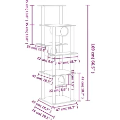 Sale FinePRICE Kissan kiipeilypuu sisal- raapimispylväillä kerma 169 cm (71672)