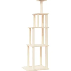 Best FinePRICE Kissan kiipeilypuu sisal- raapimispylväillä kerma 183 cm (71744)