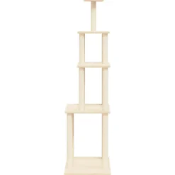 Best FinePRICE Kissan kiipeilypuu sisal- raapimispylväillä kerma 183 cm (71744)
