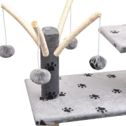 Discount FinePRICE Kissan raapimispuu, sisal-pylväillä, 1 pesällä, 125cm, tassukuvio, harmaa