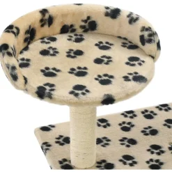 New FinePRICE Kissan raapimispuu, sisal-pylväillä, 95cm, tassukuvio, beige