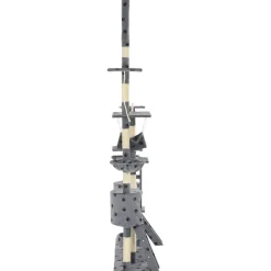Clearance FinePRICE Kissan raapimispuu, sisal-pylväillä, 230-250cm, tassukuvio, harmaa