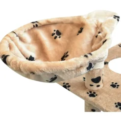 Hot FinePRICE Kissan raapimispuu, sisal-pylväillä, 1 pesällä, 150cm, tassukuvio, beige