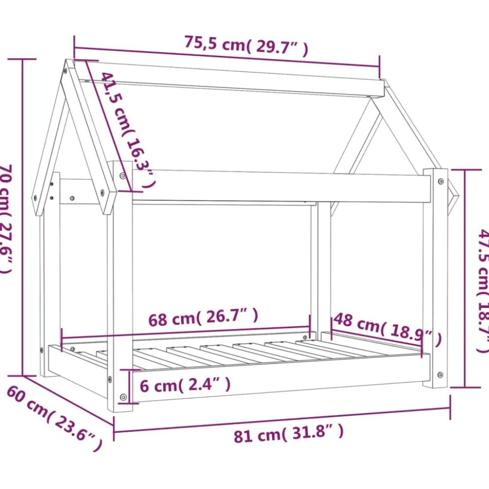 Online FinePRICE Koiransänky 61-111x50-80x70-100cm, mänty, eri kokoja ja värejä