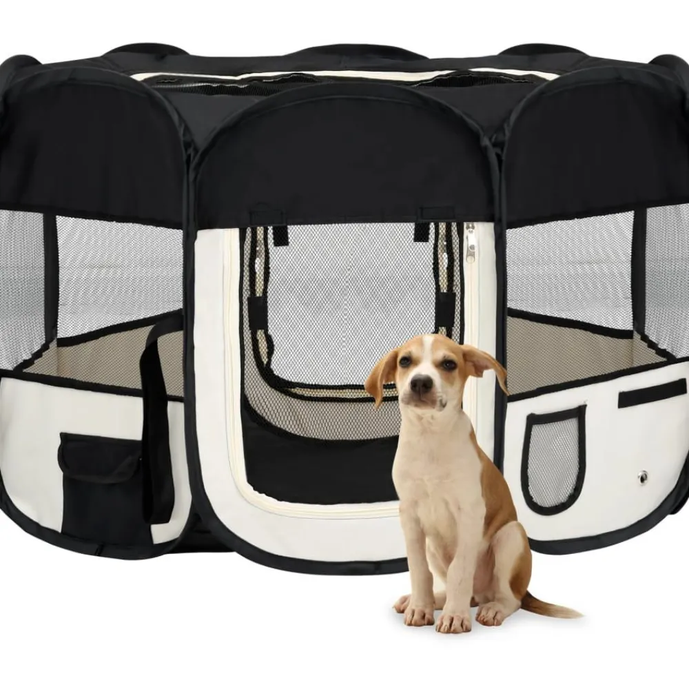 Best FinePRICE Koirien taitettava pentuaitaus kantolaukulla 110x110x58cm