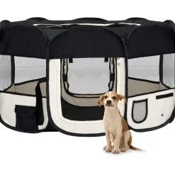 Sale FinePRICE Koirien taitettava pentuaitaus kantolaukulla 145x145x61cm