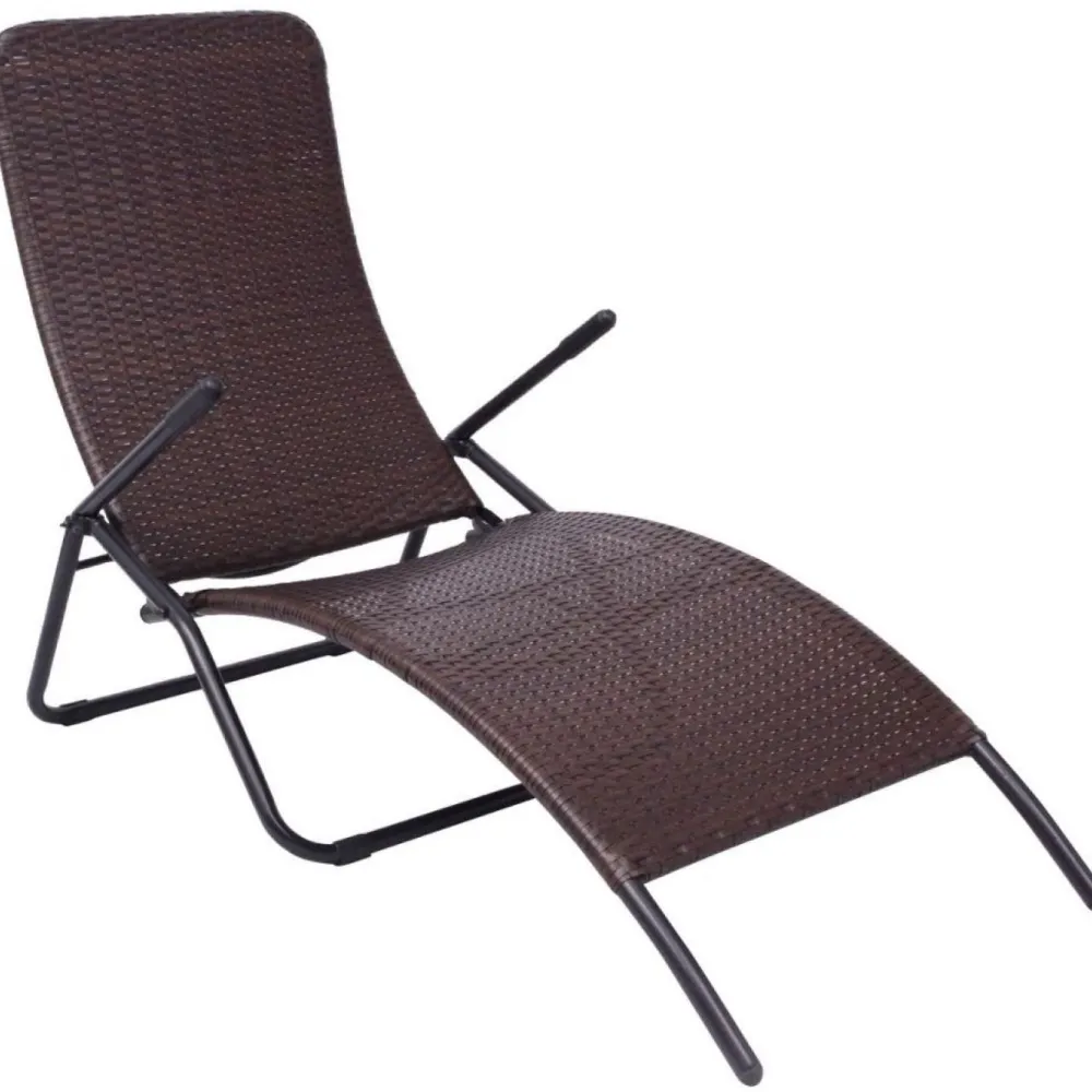 Best FinePRICE Kokoontaitettava aurinkotuoli 61x147x95 cm polyrottinki ruskea