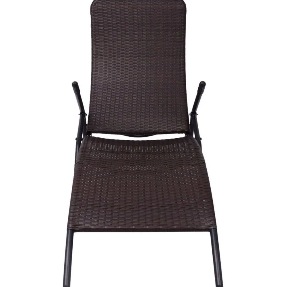 Best FinePRICE Kokoontaitettava aurinkotuoli 61x147x95 cm polyrottinki ruskea