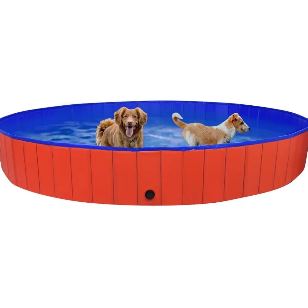 Discount FinePRICE Kokoontaitettava koiran uima-allas punainen 300x40 cm PVC