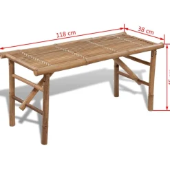 Hot FinePRICE Kokoontaitettava puutarhapenkki 118 cm bambu