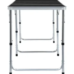 FinePRICE Kokoontaitettava retkipöytä harmaa alumiini 240x60 cm