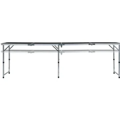 FinePRICE Kokoontaitettava retkipöytä harmaa alumiini 240x60 cm