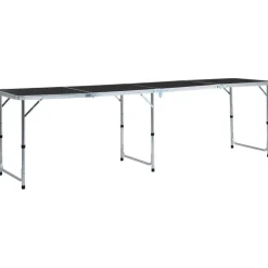 FinePRICE Kokoontaitettava retkipöytä harmaa alumiini 240x60 cm
