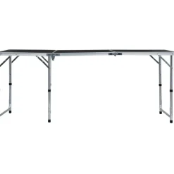 FinePRICE Kokoontaitettava retkipöytä harmaa alumiini 180x60 cm