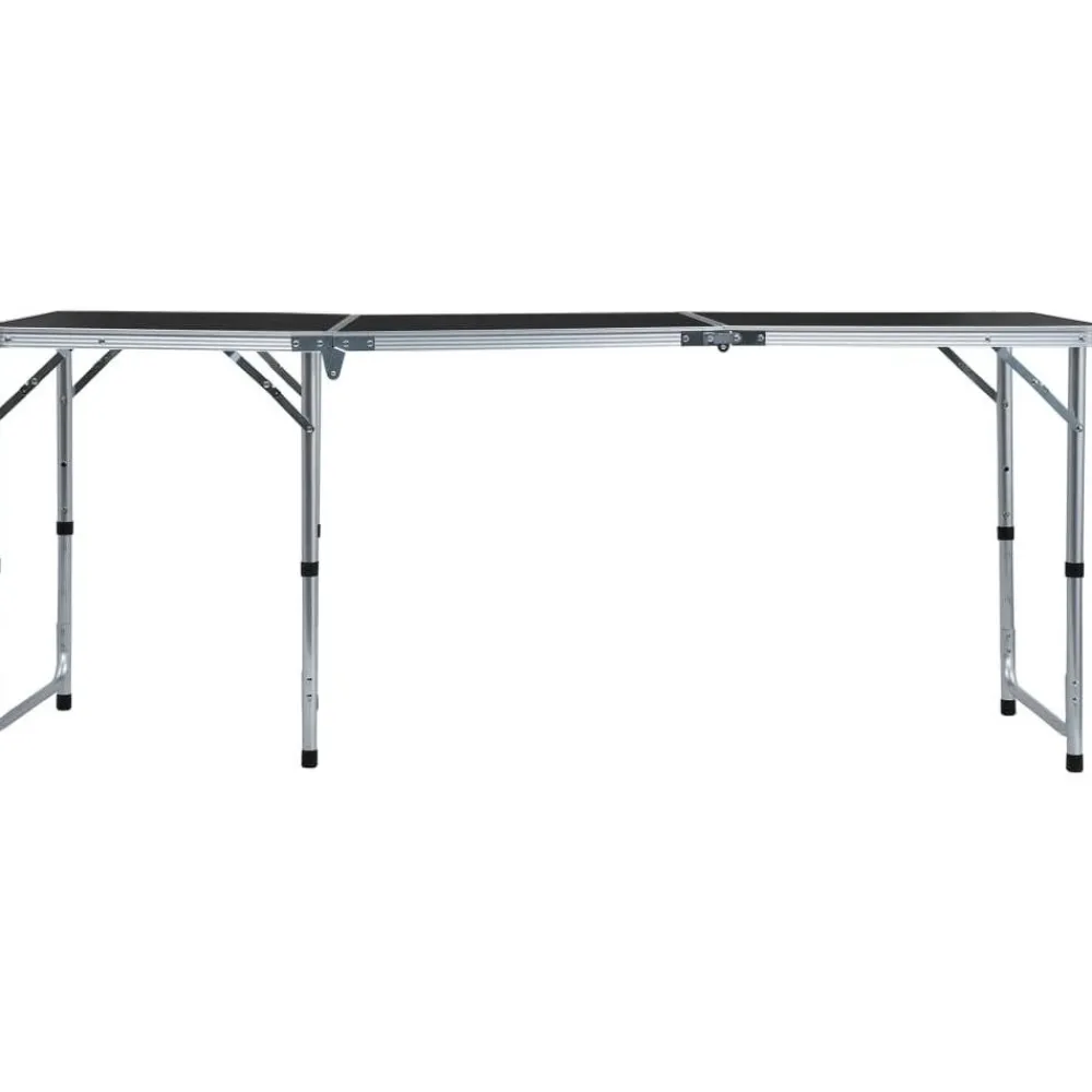 FinePRICE Kokoontaitettava retkipöytä harmaa alumiini 180x60 cm
