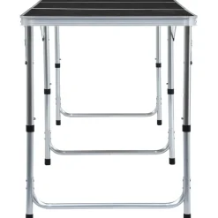 FinePRICE Kokoontaitettava retkipöytä harmaa alumiini 180x60 cm