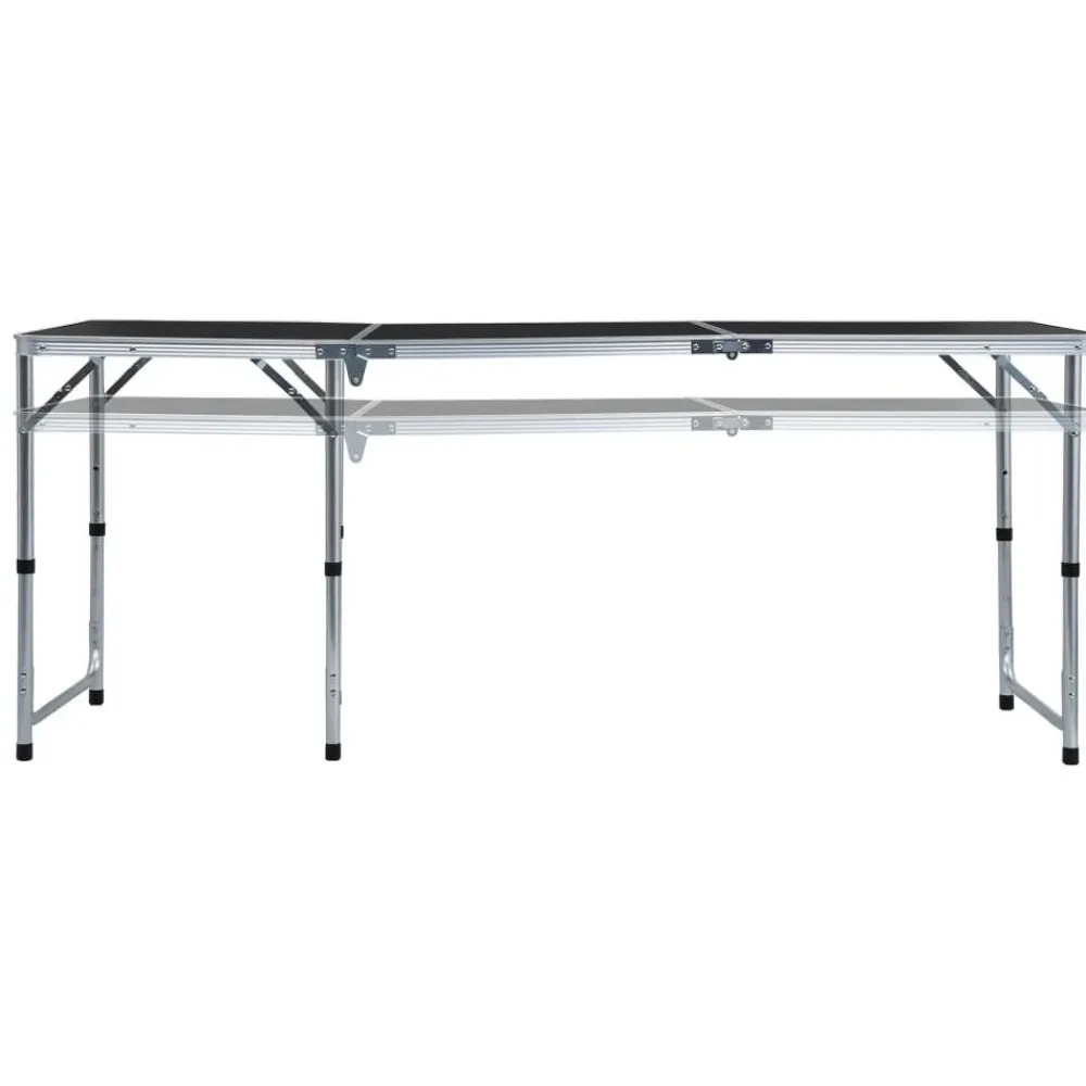 FinePRICE Kokoontaitettava retkipöytä harmaa alumiini 180x60 cm
