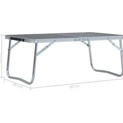 New FinePRICE Kokoontaitettava retkipöytä harmaa alumiini 60x40 cm