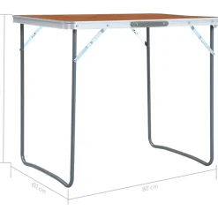 Hot FinePRICE Kokoontaitettava retkipöytä metallirungolla 80x60 cm