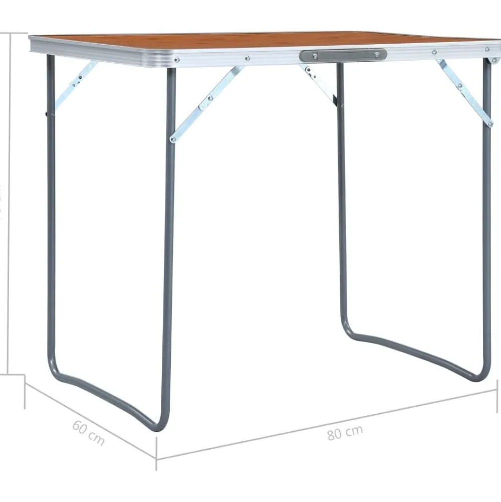 Hot FinePRICE Kokoontaitettava retkipöytä metallirungolla 80x60 cm