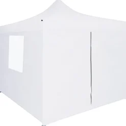 Best FinePRICE Kokoontaittuva juhlateltta 4 sivuseinää 3x3 m teräs valkoinen