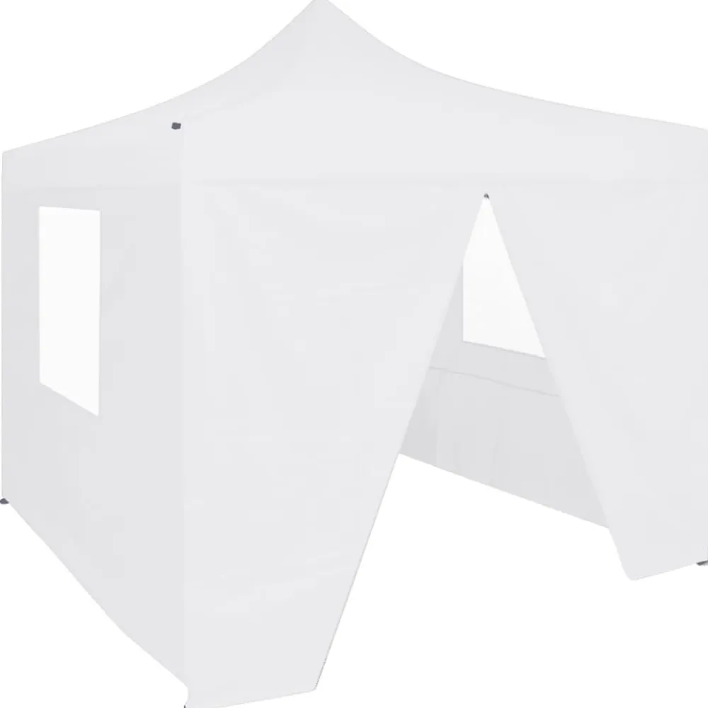 Best FinePRICE Kokoontaittuva juhlateltta 4 sivuseinää 3x3 m teräs valkoinen