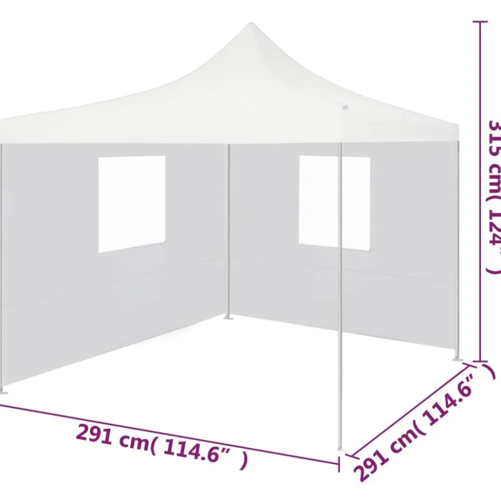 New FinePRICE Kokoontaittuva juhlateltta 2 sivuseinää 3x3 m teräs valkoinen
