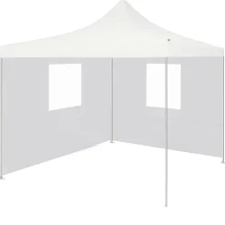 New FinePRICE Kokoontaittuva juhlateltta 2 sivuseinää 3x3 m teräs valkoinen