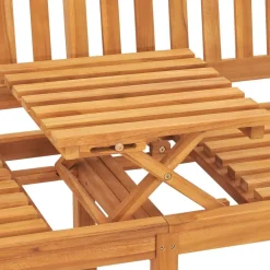 Sale FinePRICE Kolmenistuttava puutarhapenkki pöydällä 150 cm, tiikkipuu