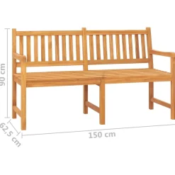 Sale FinePRICE Kolmenistuttava puutarhapenkki pöydällä 150 cm, tiikkipuu